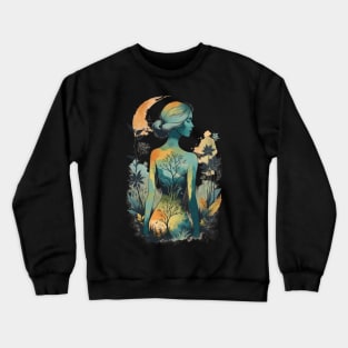 Vintage Nature Muse. Female body. Crewneck Sweatshirt